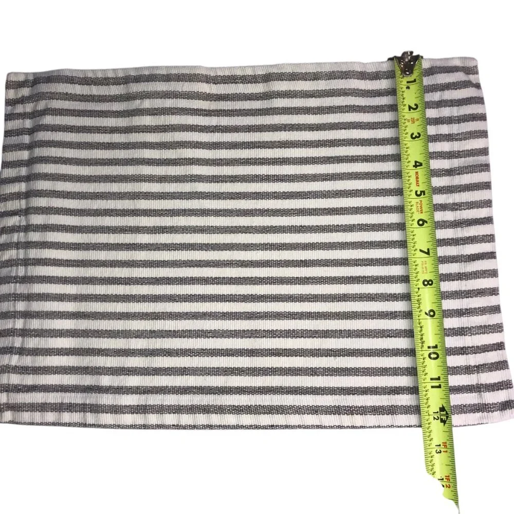West Elm Set Three Cotton Place Mats, White with Gray Stripe. 100% Cotton India
